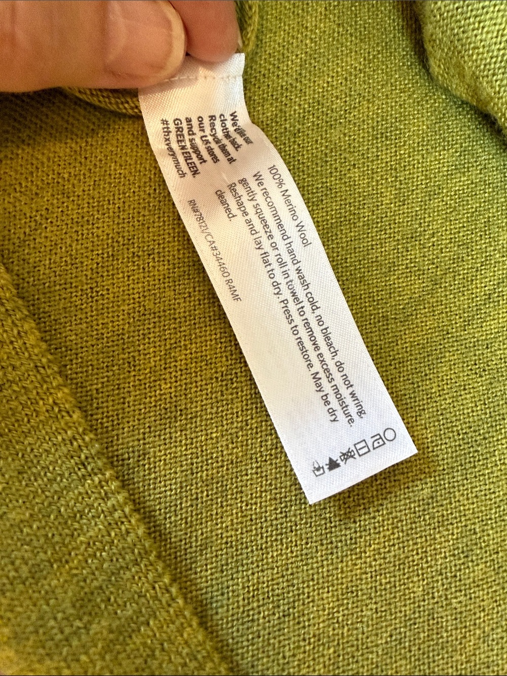 Eileen Fisher Olive Crewneck Relaxed Sweater Drape Drop Shoulder Classic Style - Picture 6 of 10